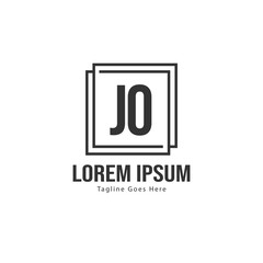 Initial JO logo template with modern frame. Minimalist JO letter logo vector illustration