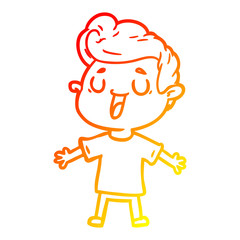warm gradient line drawing happy cartoon man