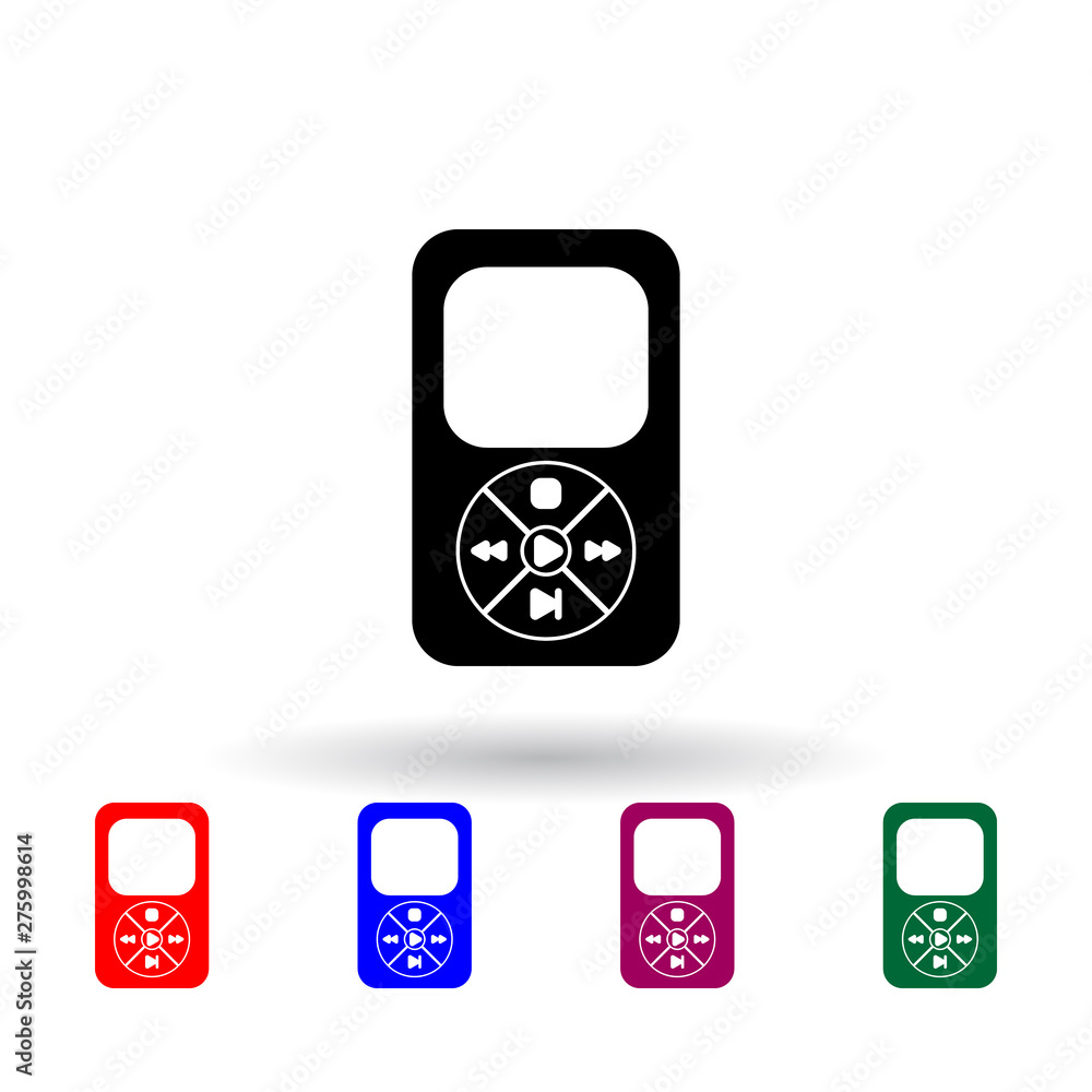 Poster music player multi color icon. elements of technology set. simple icon for websites, web design, mob