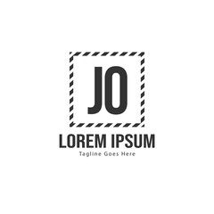 Initial JO logo template with modern frame. Minimalist JO letter logo vector illustration
