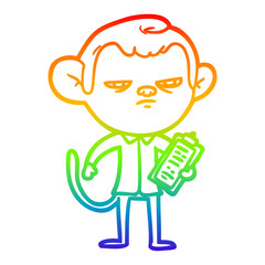 rainbow gradient line drawing cartoon annoyed monkey boss