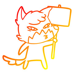 warm gradient line drawing clever cartoon fox