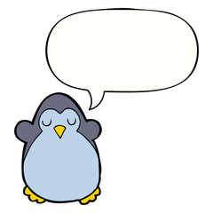 cartoon penguin and speech bubble