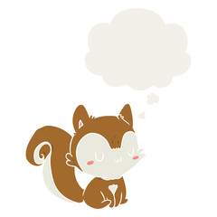 cartoon squirrel and thought bubble in retro style