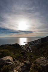 Sunrise over Mediterranean coast town