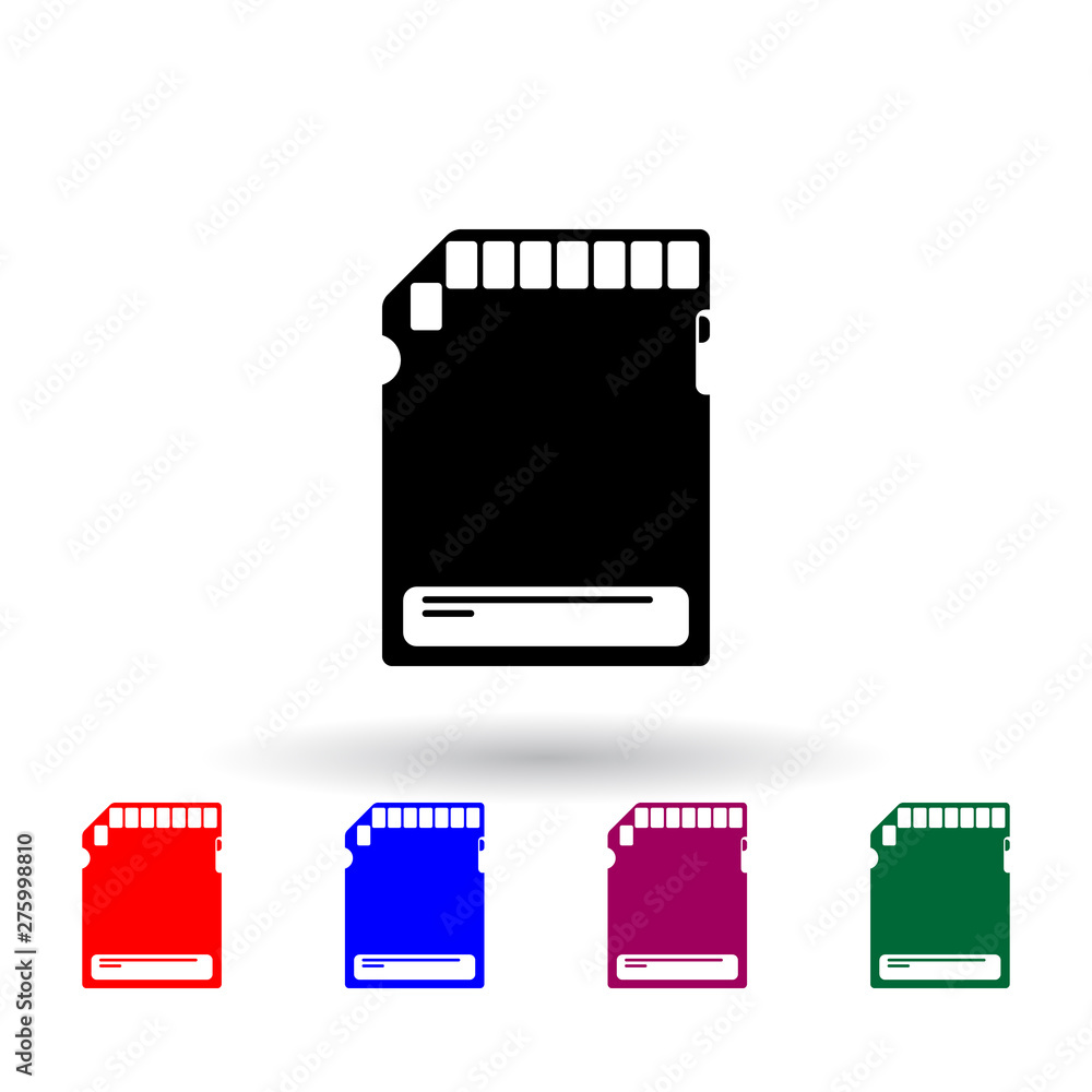 Poster sd card multi color icon. elements of technology set. simple icon for websites, web design, mobile a