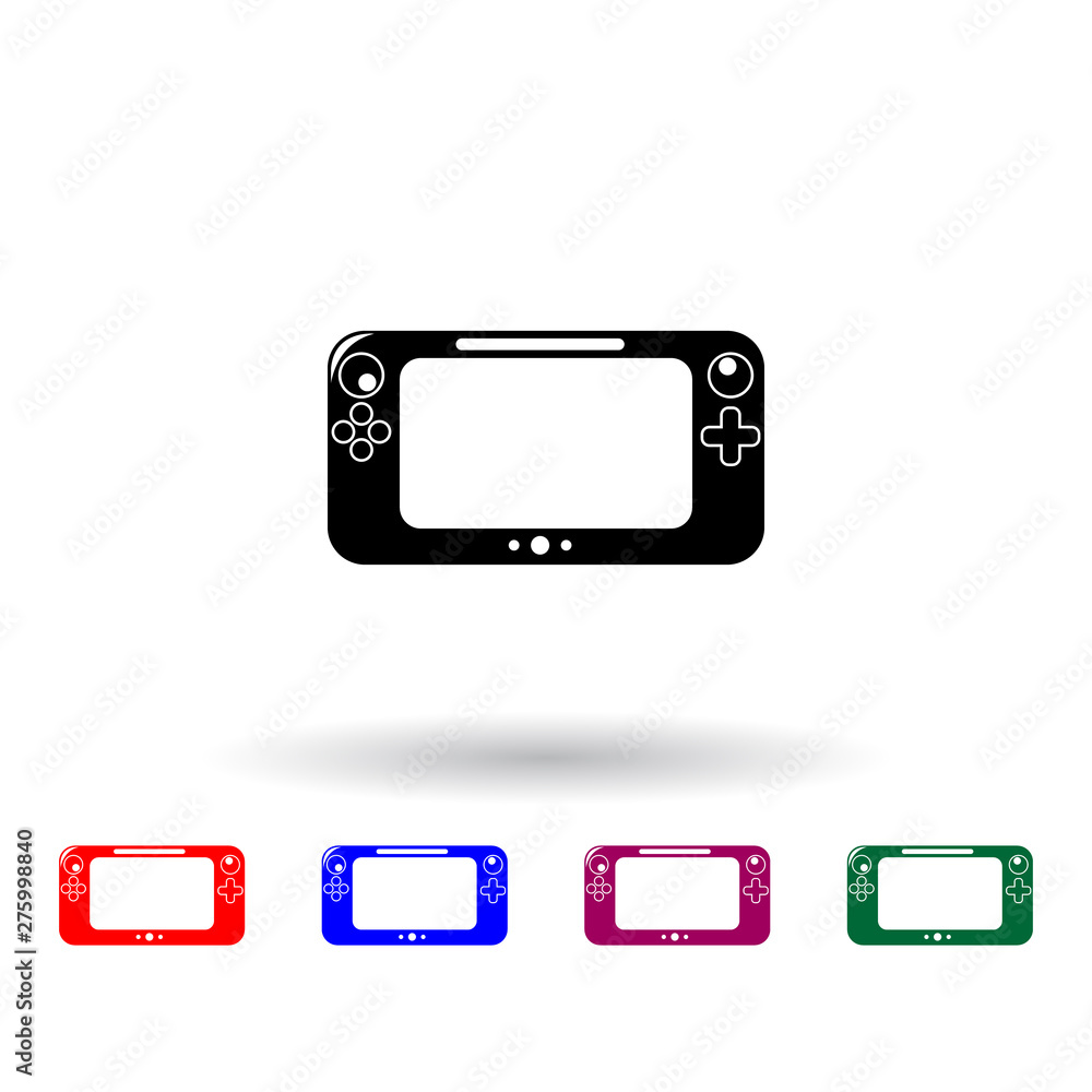 Poster game console multi color icon. elements of technology set. simple icon for websites, web design, mob