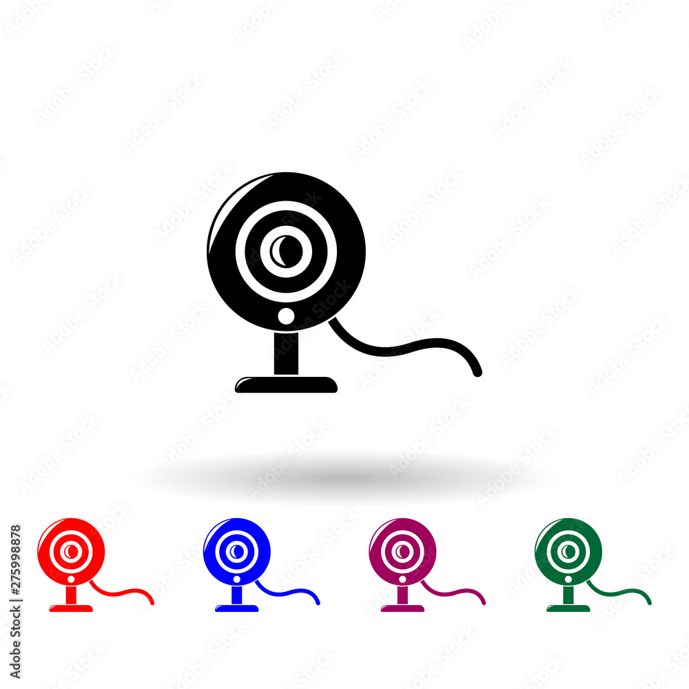 Poster webcam multi color icon. elements of technology set. simple icon for websites, web design, mobile ap