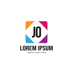 Initial JO logo template with modern frame. Minimalist JO letter logo vector illustration