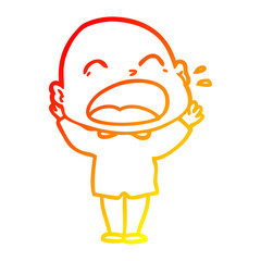 warm gradient line drawing cartoon shouting bald man