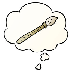 cartoon paintbrush and thought bubble in smooth gradient style