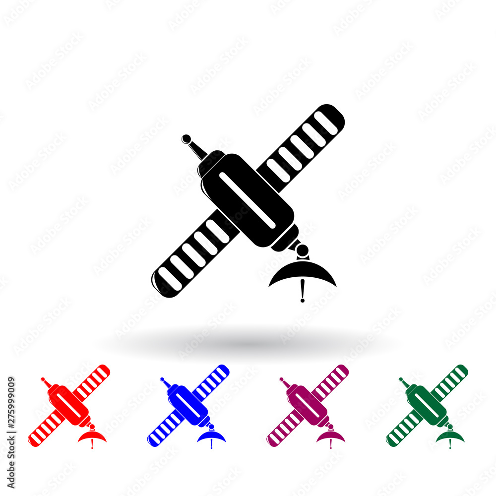 Poster satellite multi color icon. elements of technology set. simple icon for websites, web design, mobile