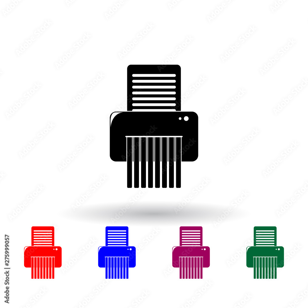 Poster shredder for papers multi color icon. elements of technology set. simple icon for websites, web desi