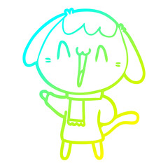 cold gradient line drawing cute cartoon dog