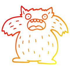 warm gradient line drawing cartoon yeti monster