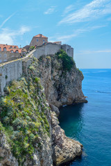 Fototapeta na wymiar Walls of ancient town Dubrovnik on June 18, 2019. Some episodes of the Game of Thrones filmed there.