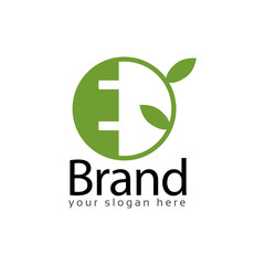 E Initial stock logo template., flat design. monochrome	
