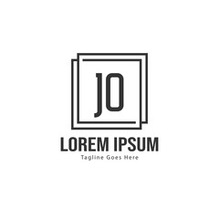 Initial JO logo template with modern frame. Minimalist JO letter logo vector illustration