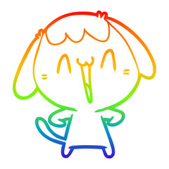 rainbow gradient line drawing cute cartoon dog