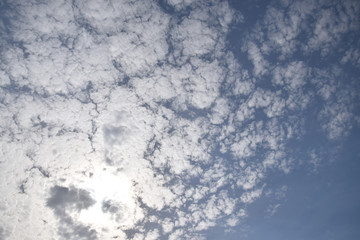 Clouds Cirrocumlus during the day. Clouds in the blue sky.