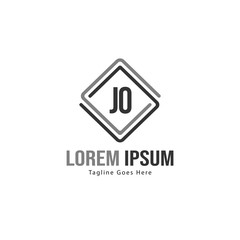 Initial JO logo template with modern frame. Minimalist JO letter logo vector illustration