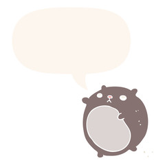 cartoon bear and speech bubble in retro style