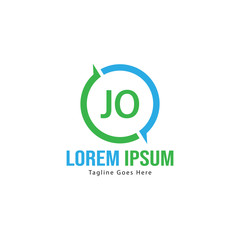 Initial JO logo template with modern frame. Minimalist JO letter logo vector illustration