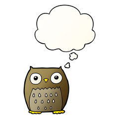 cartoon owl and thought bubble in smooth gradient style