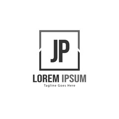 Initial JP logo template with modern frame. Minimalist JP letter logo vector illustration
