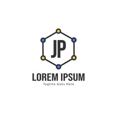 Initial JP logo template with modern frame. Minimalist JP letter logo vector illustration