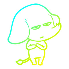 cold gradient line drawing annoyed cartoon elephant