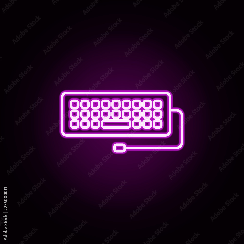 Poster keyboard neon icon. elements of technology set. simple icon for websites, web design, mobile app, in