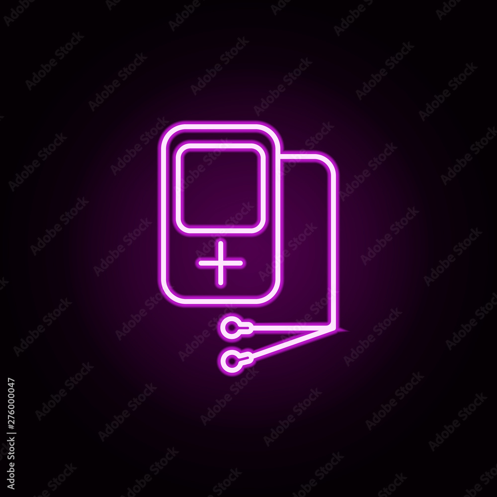 Poster music player neon icon. elements of technology set. simple icon for websites, web design, mobile app