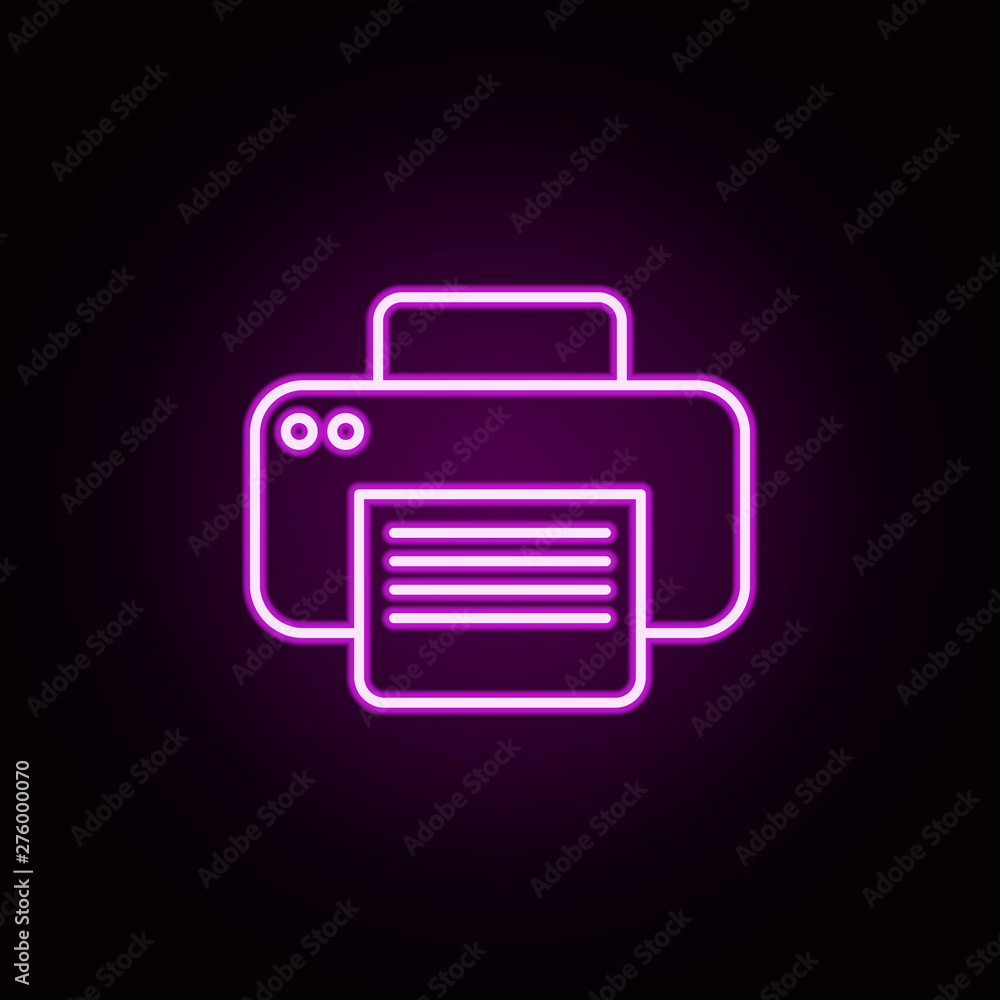 Poster printer neon icon. elements of technology set. simple icon for websites, web design, mobile app, inf