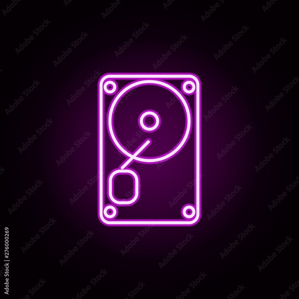 Poster gramophone neon icon. elements of technology set. simple icon for websites, web design, mobile app, 