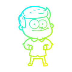 cold gradient line drawing cartoon happy man