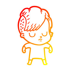 Obraz premium warm gradient line drawing cartoon woman