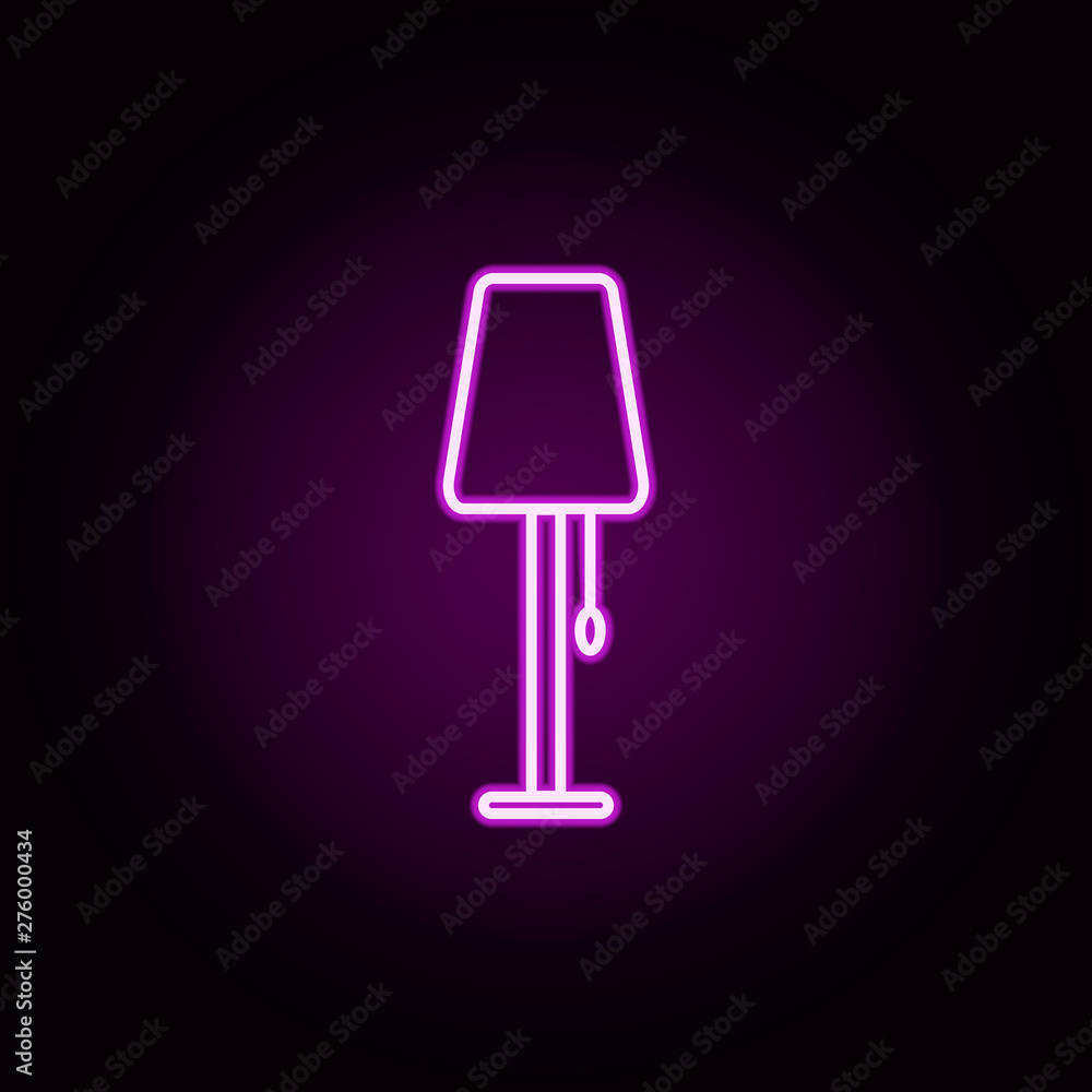Poster floor lamp neon icon. elements of technology set. simple icon for websites, web design, mobile app, 
