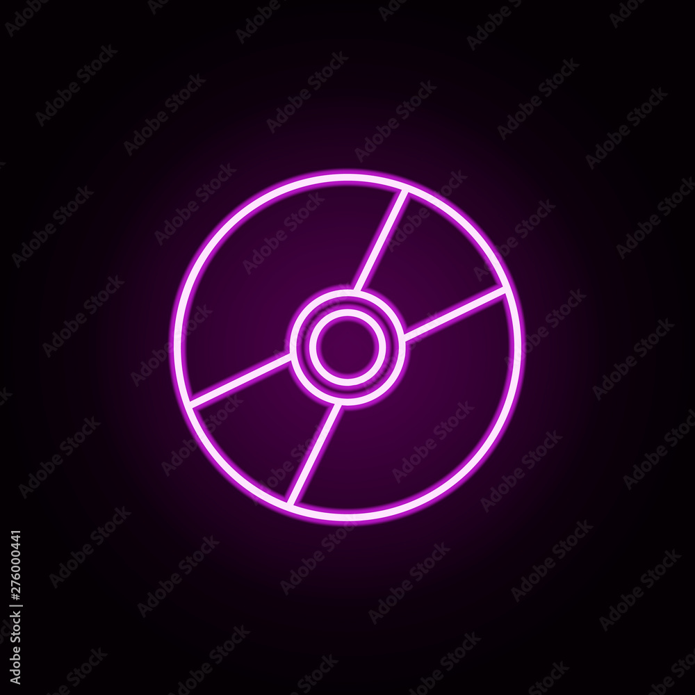 Poster cd disk neon icon. elements of technology set. simple icon for websites, web design, mobile app, inf