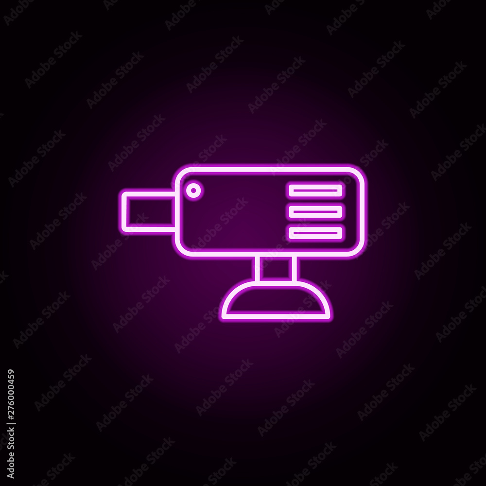 Poster surveillance camera neon icon. elements of technology set. simple icon for websites, web design, mob
