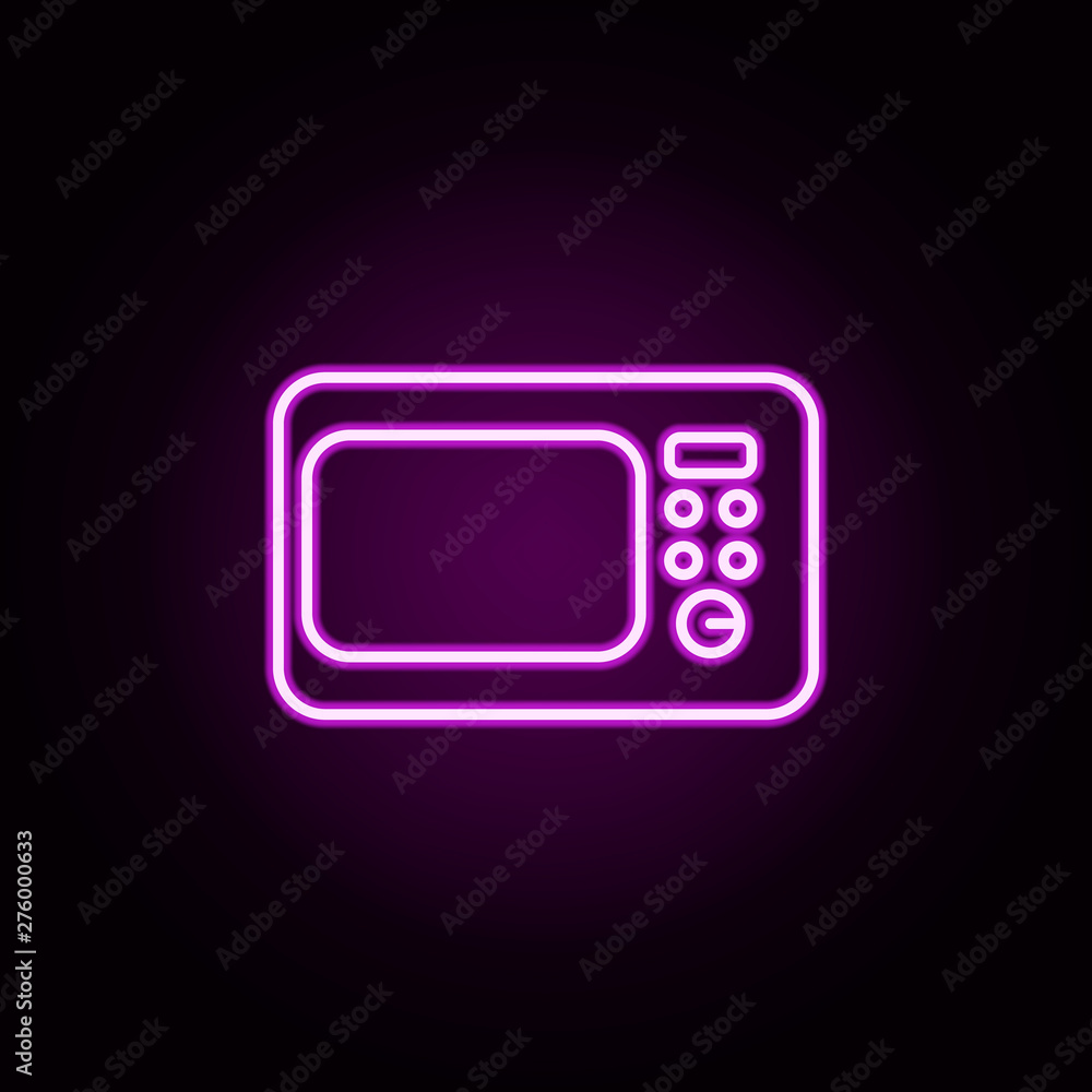 Poster microwave neon icon. elements of technology set. simple icon for websites, web design, mobile app, i