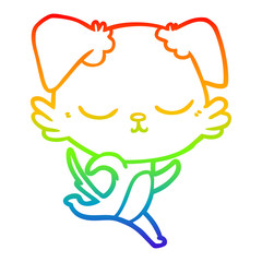 rainbow gradient line drawing cute cartoon dog