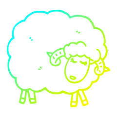cold gradient line drawing cartoon sheep with horns