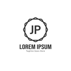 Initial JP logo template with modern frame. Minimalist JP letter logo vector illustration
