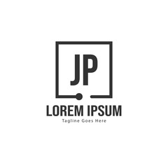 Initial JP logo template with modern frame. Minimalist JP letter logo vector illustration