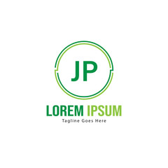 Initial JP logo template with modern frame. Minimalist JP letter logo vector illustration