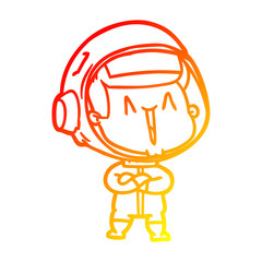 warm gradient line drawing happy cartoon astronaut