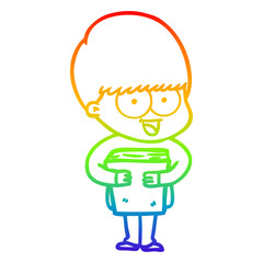 rainbow gradient line drawing happy cartoon boy