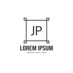 Initial JP logo template with modern frame. Minimalist JP letter logo vector illustration