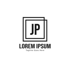 Obraz premium Initial JP logo template with modern frame. Minimalist JP letter logo vector illustration